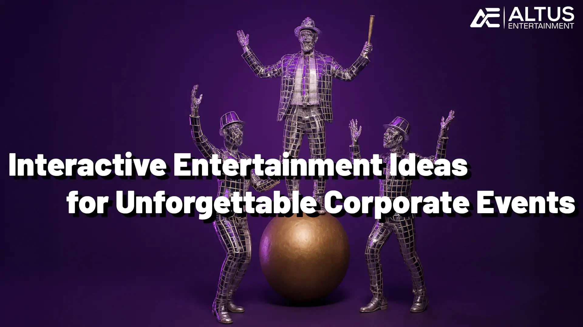 Costumed mirror people balancing on a ball